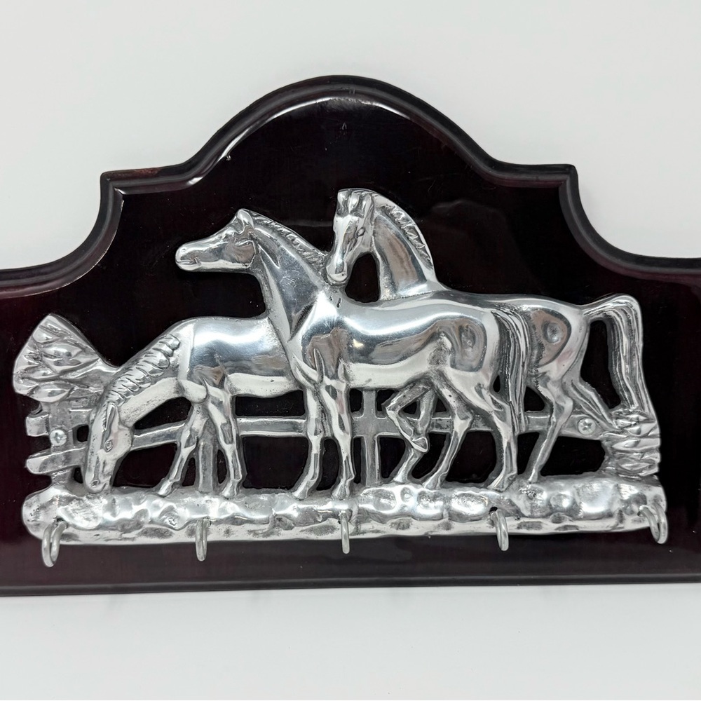 Equestrian/Horses Key Hanger on Wood Frame